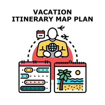 Vacation itinerary map plan for global travel Stock Illustration
