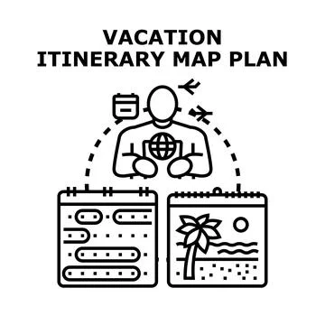 Vacation itinerary map plan for global travel Stock Illustration