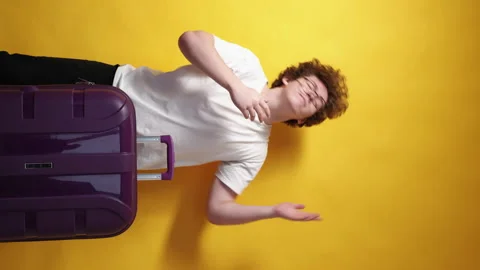 Vacation joy expressive man holiday excitement Stock Footage 234175089