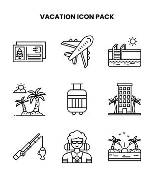 Vacation Line Graphics Icons Pack Stock Illustration