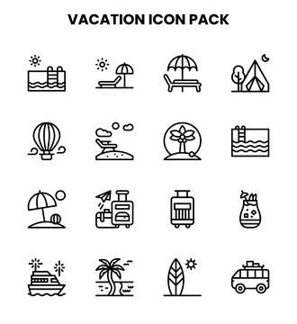 Vacation Line Scalable Icons Pack Illustrazione stock