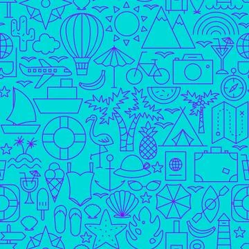 Vacation Line Seamless Pattern Stock Illustration