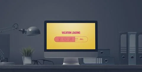 Vacation loading on the computer screen Stock Photos