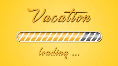 Vacation loading greeting card - orange lettering and loading bar Stock Illustration