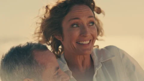 Vacation Lovers Smiling at the Beach Stock Footage 262387890