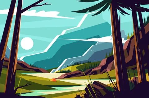 Vacation in mountains Stock Illustration