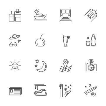 Vacation outline icon set Stock Illustration