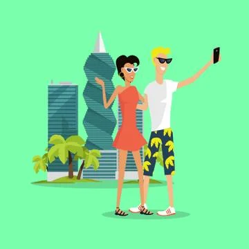 Vacation in Panama Vector Concept in Flat Design Ilustración de archivo