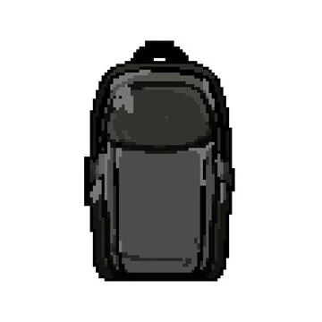 Vacation photo camera backpack pixel art vector illustration Stock Illustration