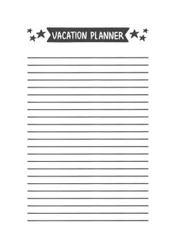 Vacation Planner. Vector Template for Agenda, Planner and Other Stationery Stock Illustration