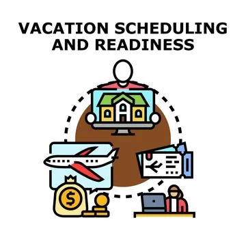 Vacation planning and scheduling activities concept Stock Illustration