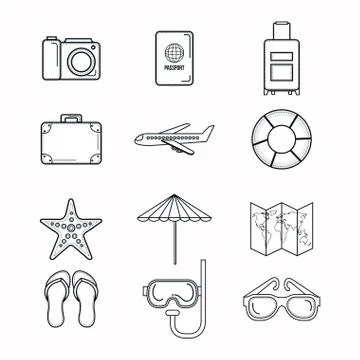 Vacation related objects Stock Illustration
