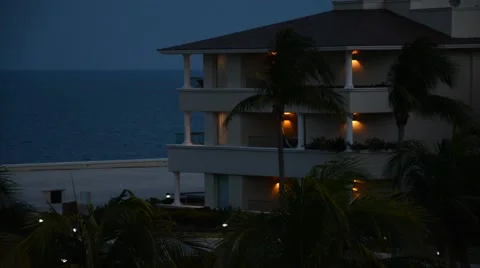 Vacation resort in Cancun, evening Stock Footage 54147458