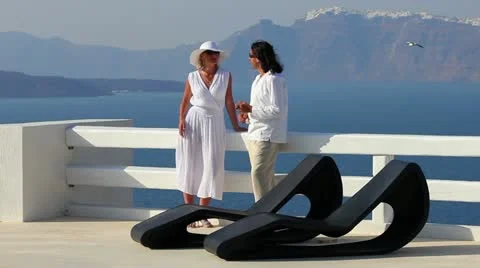 Vacation on Santorini Stock Footage 24633356