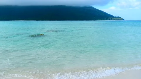 Vacation on Sea Beach with White Sand and Clear Blue Water in Thailand Video stock 147677553