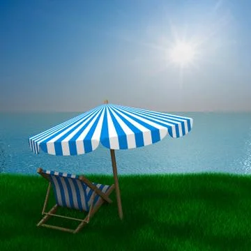 Vacation on the seashore. 3D image Stock Illustration