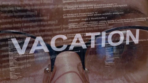Vacation text on female software developer Video stock 107780226