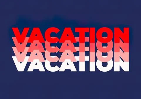 Vacation text layered with colorful shadow effect on dark background Illustrazione stock