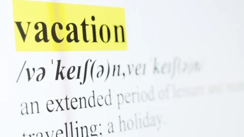Vacation Text Macro Shot Highlighted in Yellow Color On Computer Screen Stock Footage 123224499