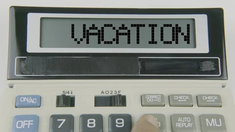 Vacation Text or Words and Hand Typing  Concept Calculator Stock Footage 307058690