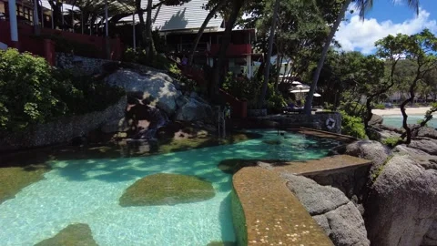 Vacation in Thailand. Infinity pool on Kata Noi Beach in Phuket, sea view Stock Footage 323259599