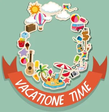 Vacation theme with beach objects 스톡 일러스트