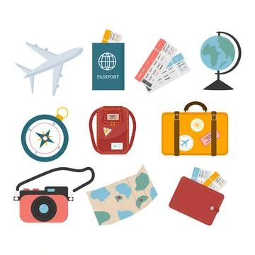 Vacation Theme Kit for use in Web Design Stock Illustration