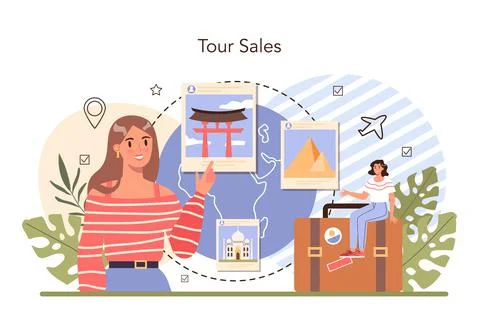Vacation tour concept. Idea of tourism around the world. Holiday Stock Illustration