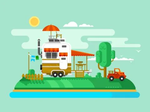Vacation trailer Stock Illustration