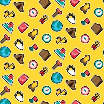 Vacation travel seamless vector pattern 스톡 일러스트