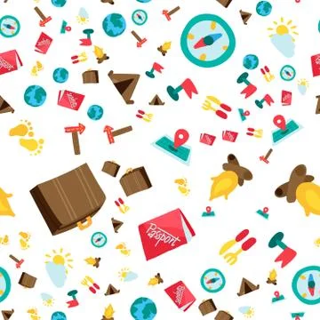 Vacation travel seamless vector pattern Illustrazione stock
