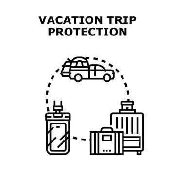 Vacation trip protection concept securing travel belongings Stock Illustration