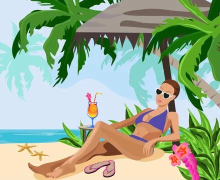 Vacation in the Tropics Illustrazione stock