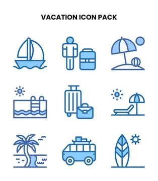 Vacation Two Colour Icons Pack Stock Illustration