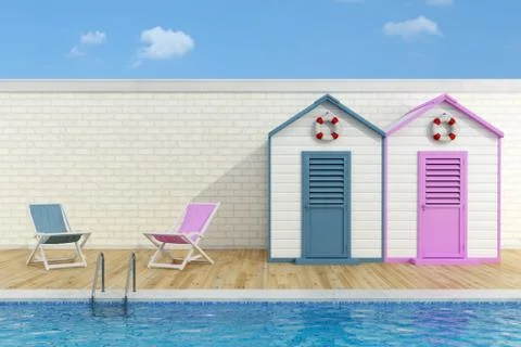 Vacation for two in the pool Illustrazione stock