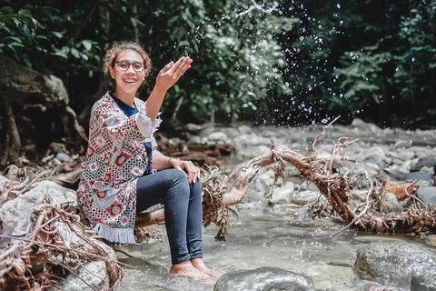 Vacation while playing water Stock Photos
