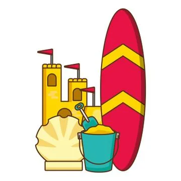 Vacations castle surfboard bucket shell イラスト素材