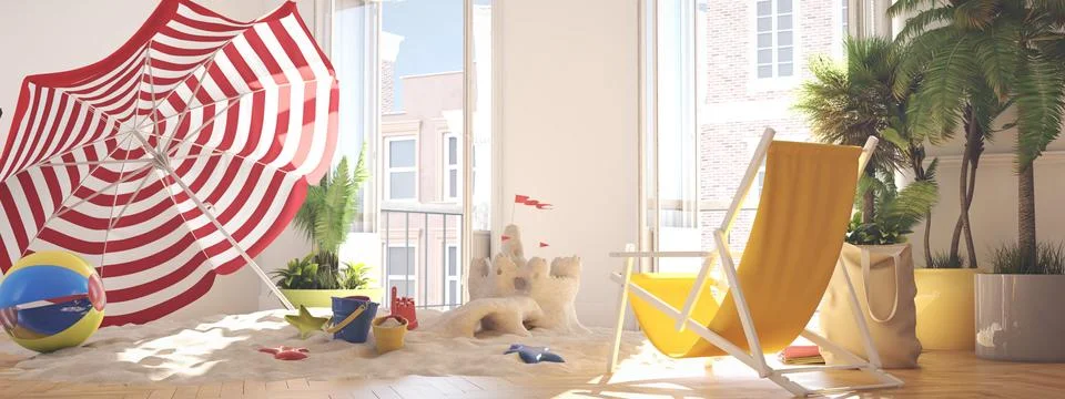 Vacations at home. 3d rendering Stock Illustration