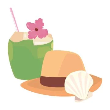Vacations tropical summer flat design Stock Illustration
