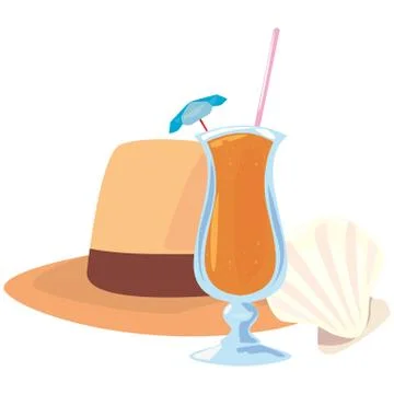 Vacations tropical summer flat design Stock Illustration