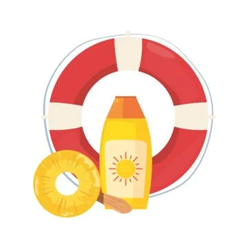 Vacations tropical summer flat design Stock Illustration