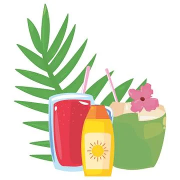 Vacations tropical summer flat design Stock Illustration