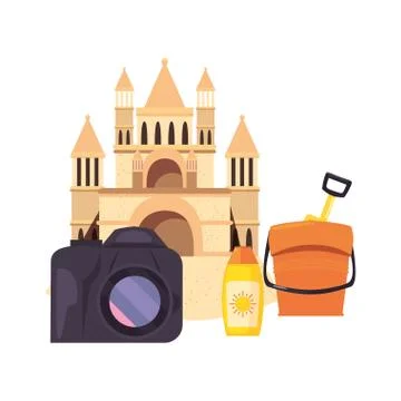 Vacations tropical summer flat design Stock Illustration