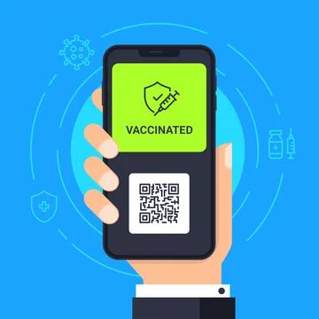 Vaccinated notification on smartphone Stock Illustration