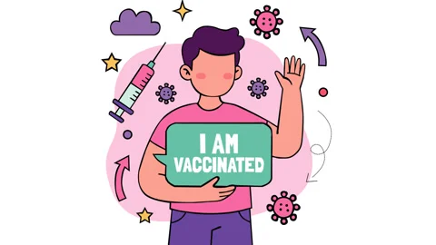 Vaccinated Person Holding Immunization Message Animation 動画素材 335513060