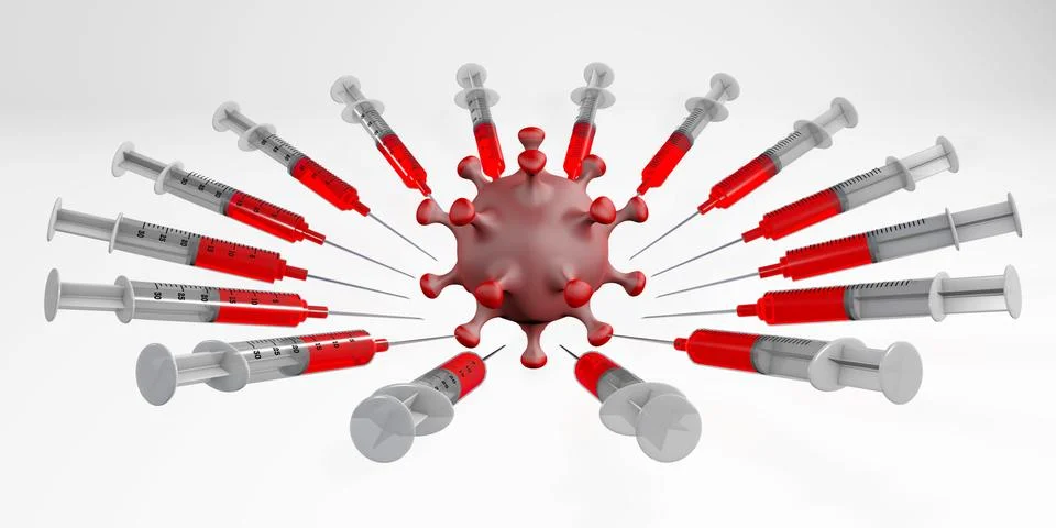 Vaccinating against coronavirus 3d rendering Stock Illustration