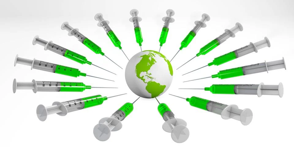 Vaccinating the earth 3d rendering Stock-Illustration