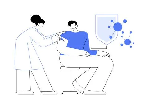 Vaccination of adults abstract concept vector illustration. Stock Illustration