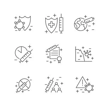 Vaccination and immunization line icon set. Collection Stock Illustration
