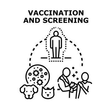 Vaccination and screening concept protecting human and pet health Stock Illustration